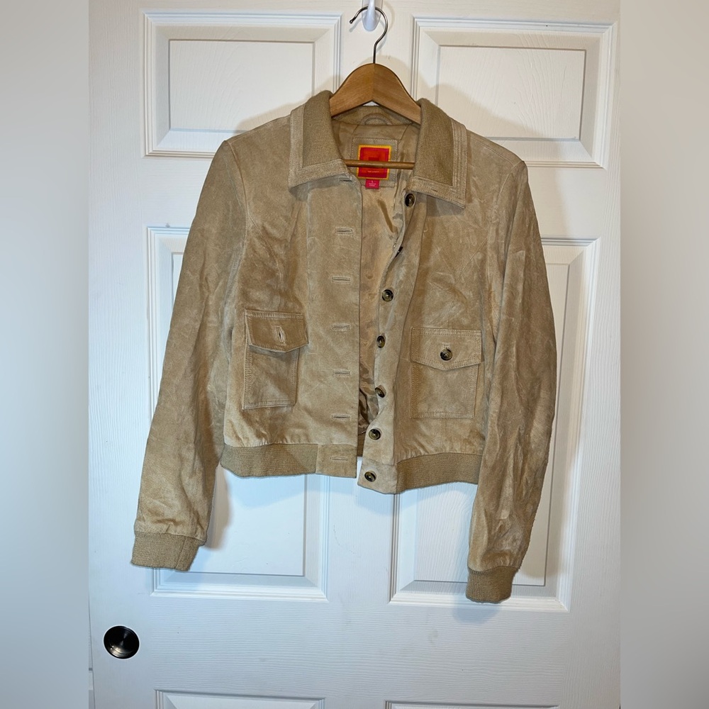 Isaac Mizrahi Beige Leather Jacket